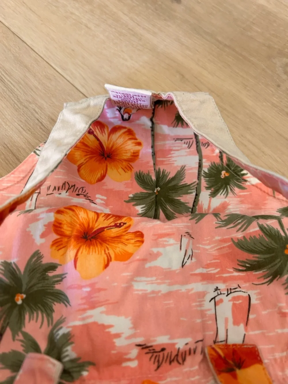 Vintage Gymboree Y2K aloha 2002 Kids Beige Embroidered Palm-Print Overalls